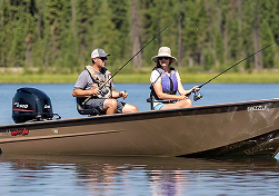 Family fishing on boat